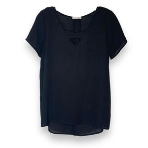 Pleione Black Cut Out Bow Top Made in USA Polyester Women’s Size Small S